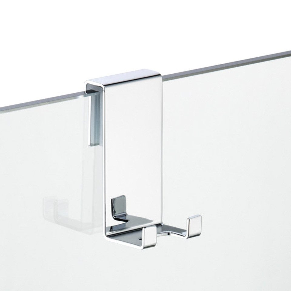Avenarius Handtuchhaken Halter an Glasdusche mit 2 Haken, Badezimmer, Rasierer, Handtuch, Duschabzieher, verchromt