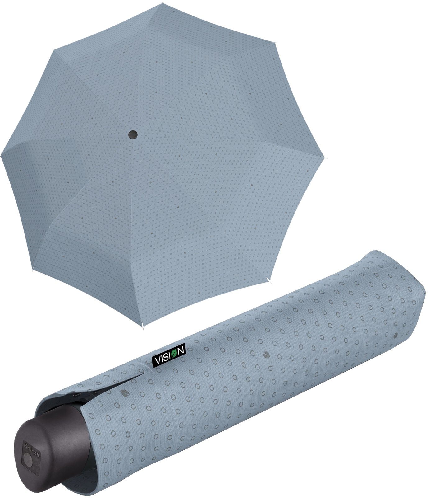 Knirps® Taschenregenschirm Vision Manual - nachhaltiger Damen-Regenschirm, recyceltes PET, PFC-frei beschichtet - Air clouds hellblau