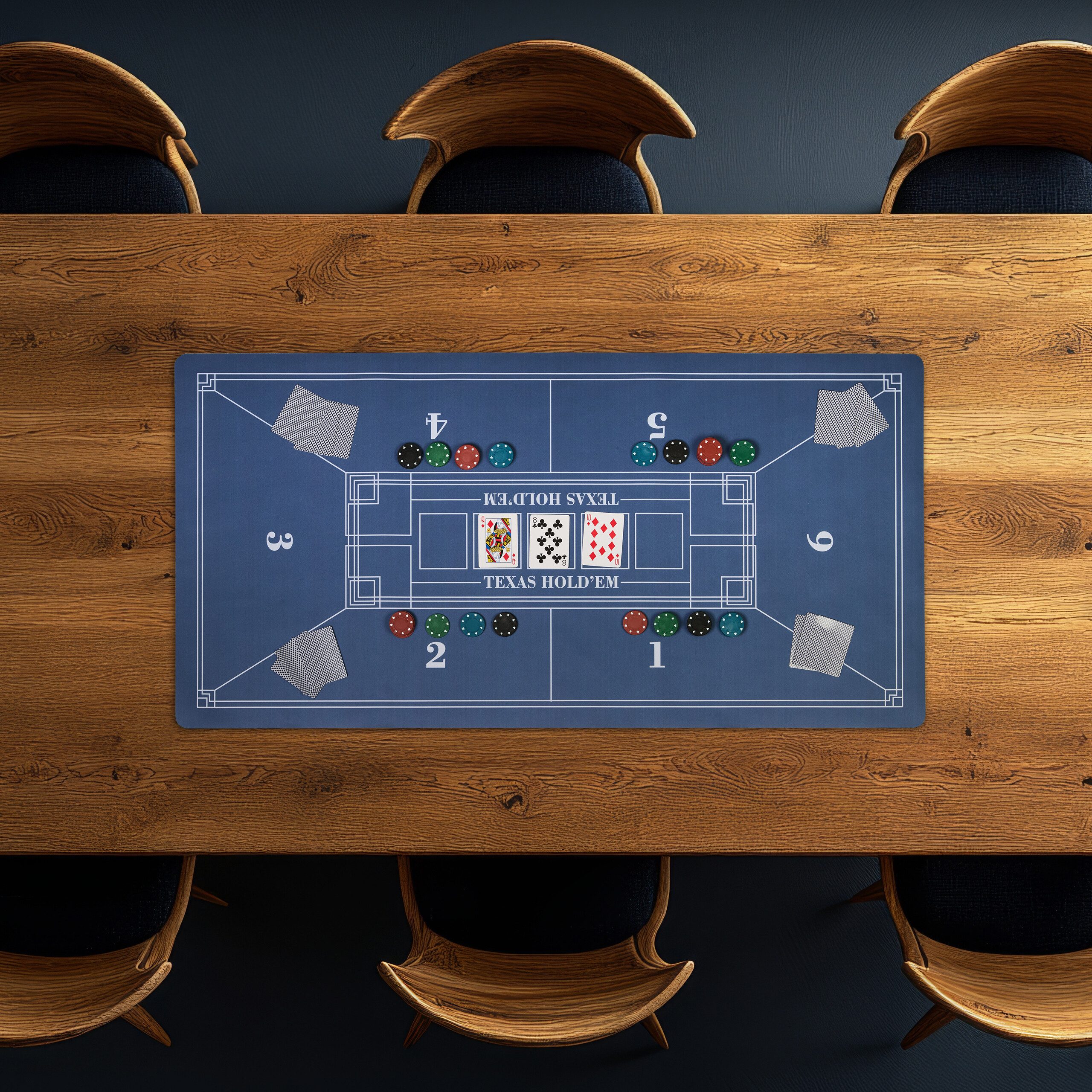 relaxdays Spiel Pokermatte 120 x 60 cm, blau