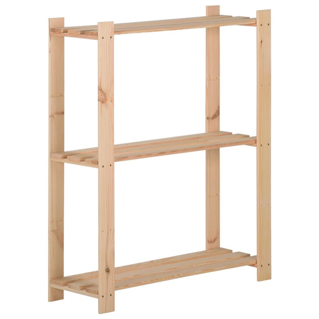 furnicato Aktenregal Massivholz Regal 60 x 28,5 x 90 cm in Naturfarbe mit 3 Regalböden, 1-tlg., Stabiles Standregal mit integriertem Kippschutz für das Badezimmer