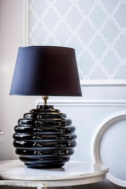 Signature Home Collection Tischleuchte Tischlampe Glaslampe Rillen schwarz, weiß, mit Lampenschirm bauchig, ohne Leuchtmittel, Tischlampe mundgeblasenes Glas