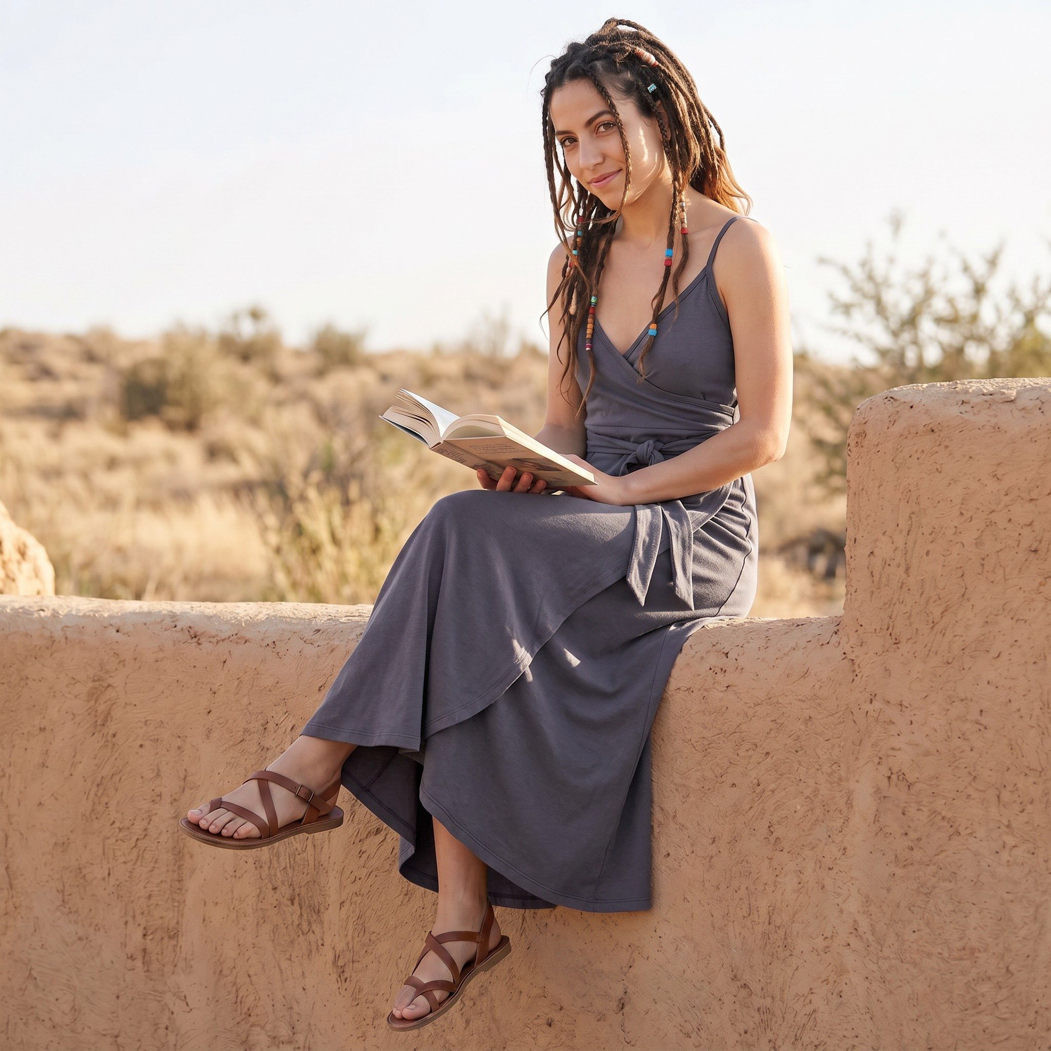 Guru-Shop Midikleid Minikleid aus Bio-Baumwolle, Wickelkleid,.. alternative Bekleidung