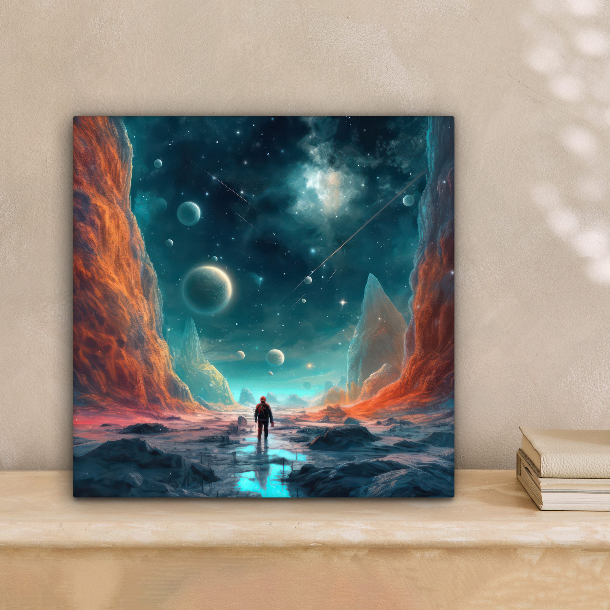 OneMillionCanvasses® Leinwandbild Berge - Weltraum - Planeten - Astronaut, günstig online kaufen