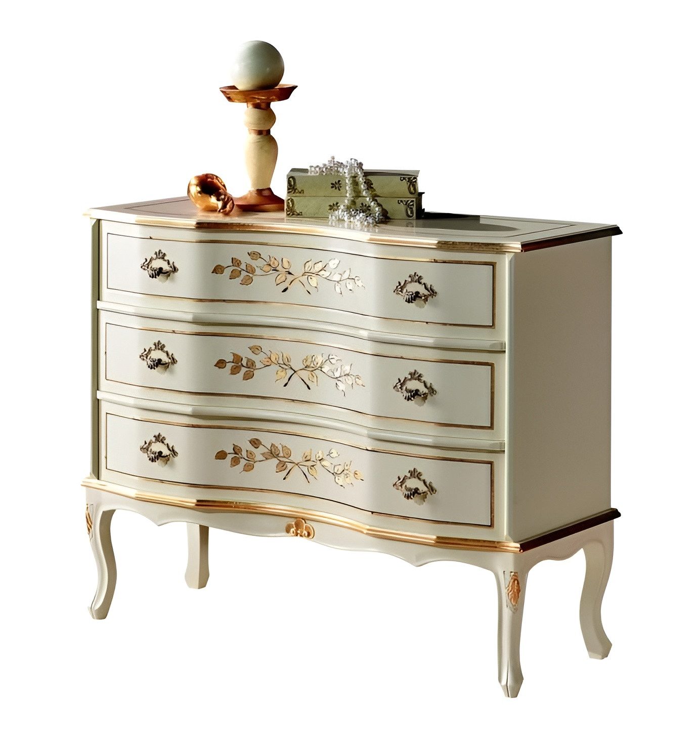 JVmoebel Kommode Italienischer Barock Schrank aus Echtholz in strahlend weiß (1 St), Made in Europa