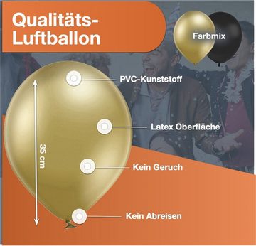 Dekotalent® Luftballon 50x Luftballons Ballons Luft, Helium schwarz-gold mix - Silvester