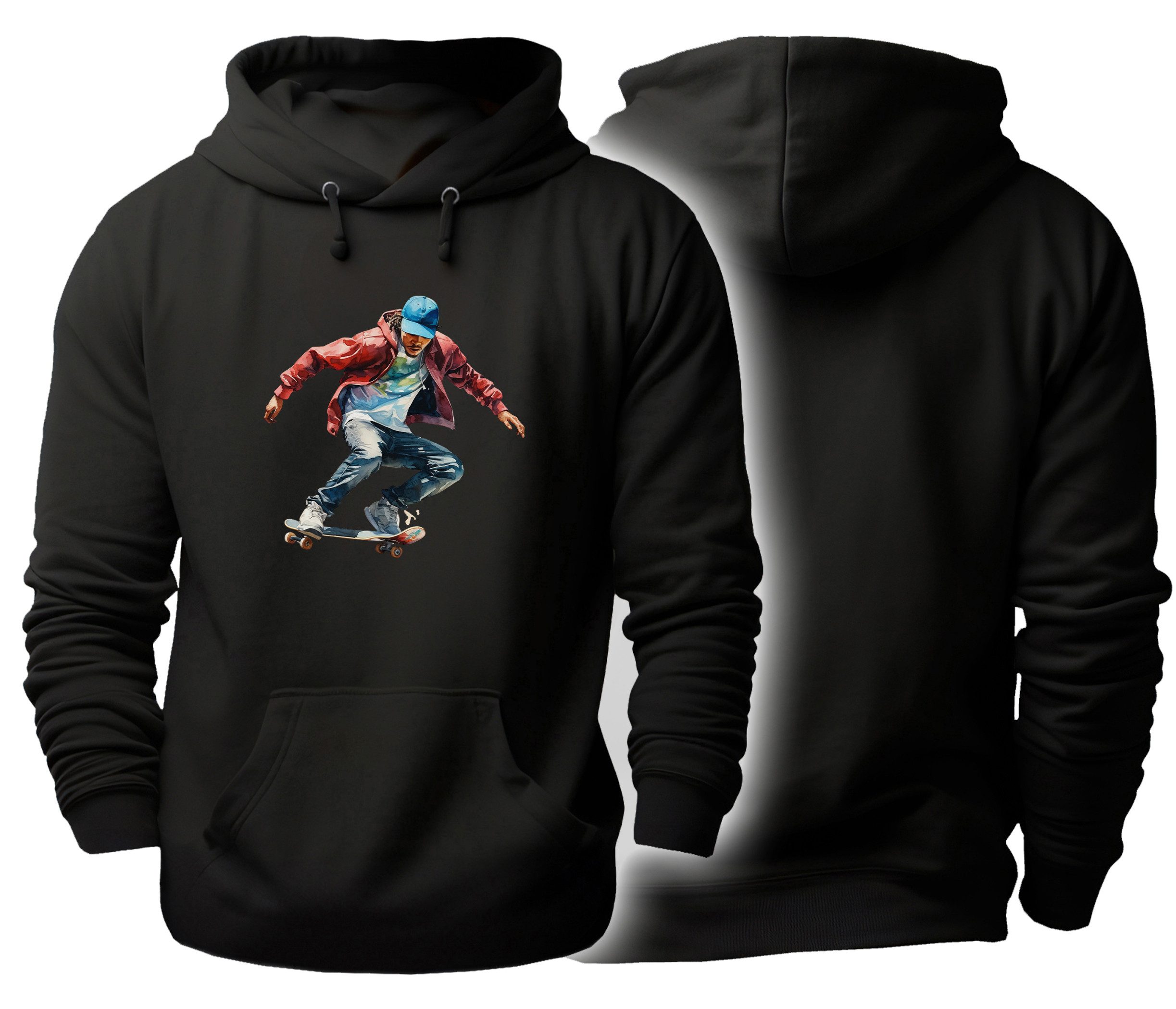 MyDesign24 Hoodie Skater Kapuzen Pullover Schwarzer Männer und Frauen Hoodie Gr.XS i554