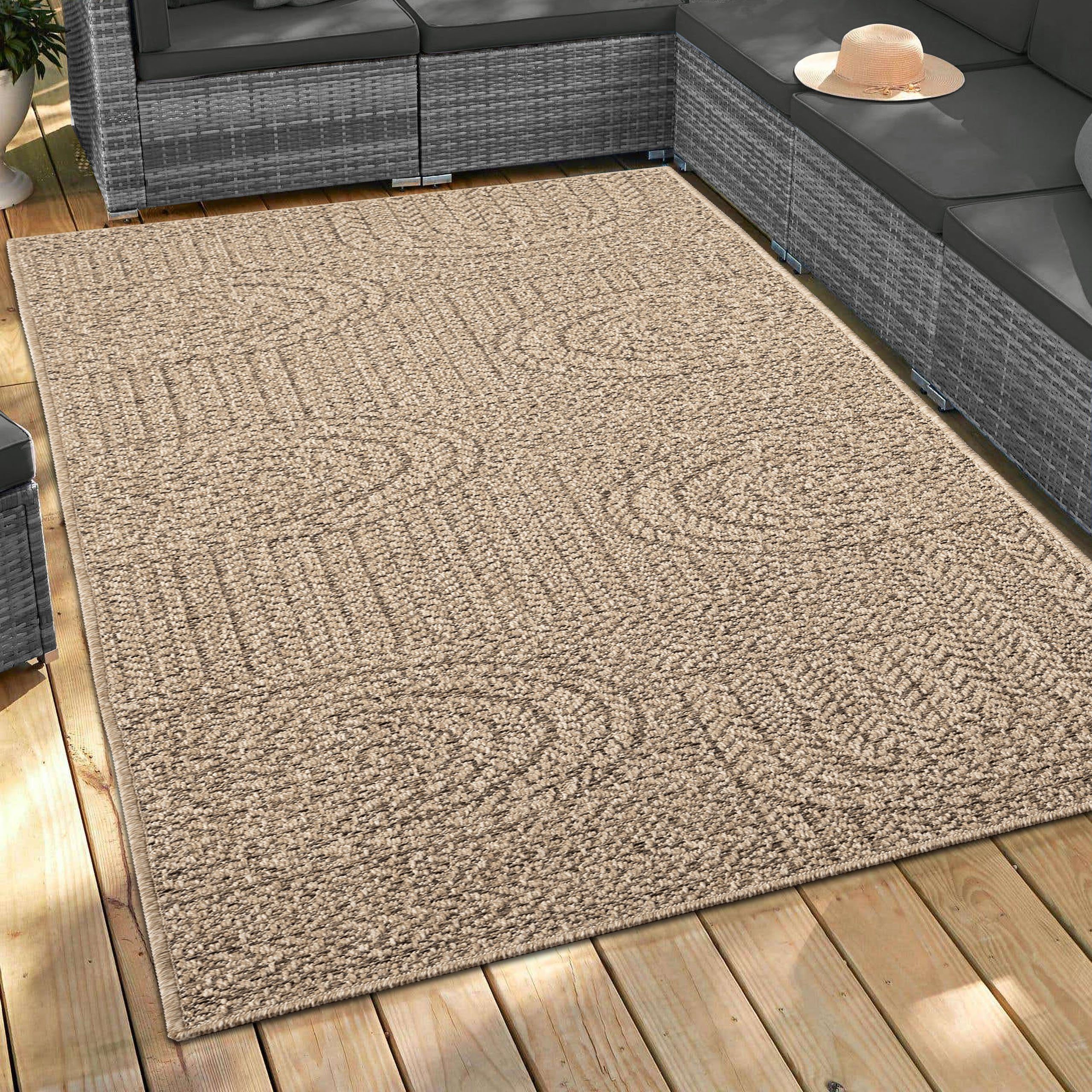 Carpetia Outdoorteppich In- & Outdoorteppich Jute-Look, rechteckig, Höhe: 5 günstig online kaufen