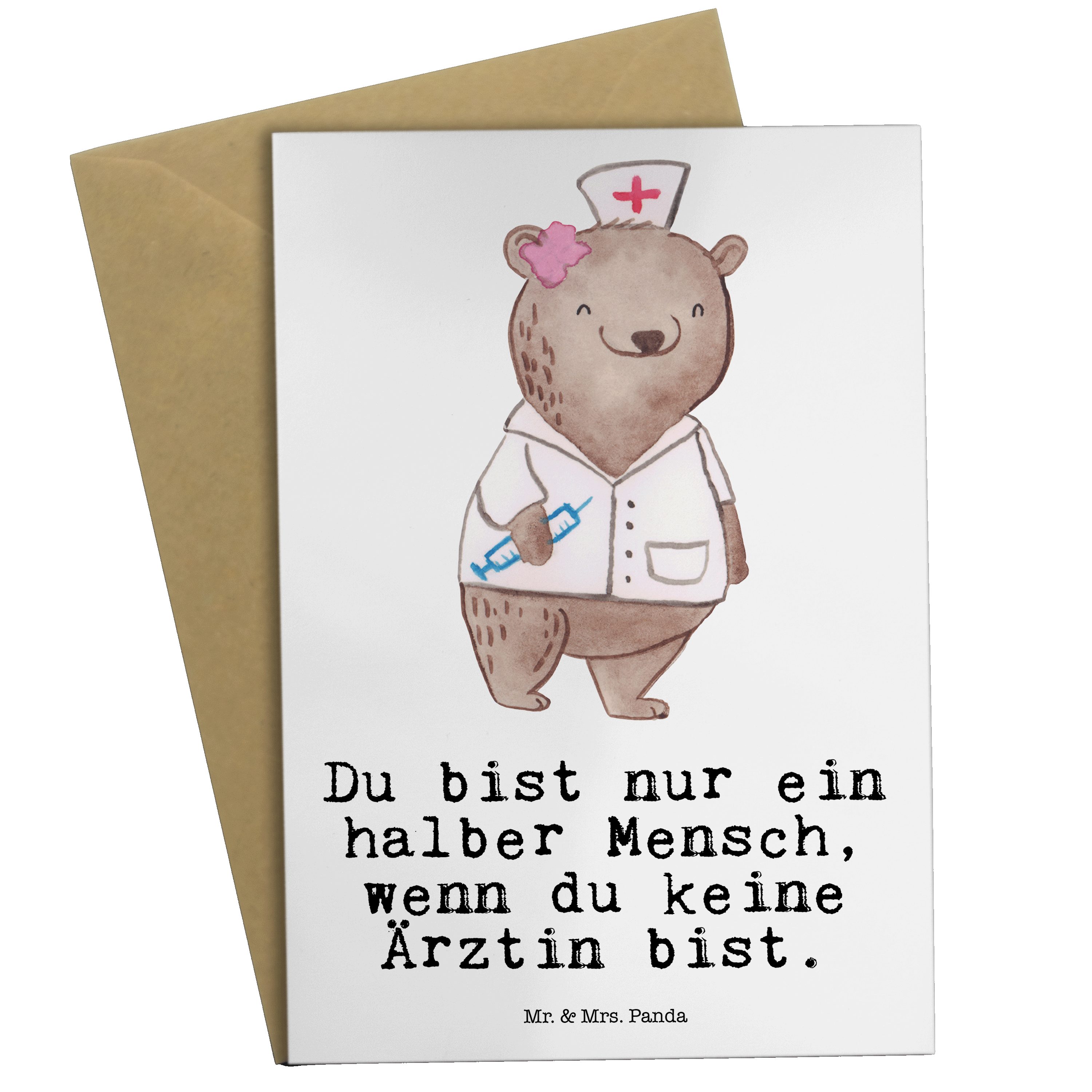 Mr. & Panda mit - Medizinstudium, - Mrs. Herz Geschenk, Doktorin, Jubiläum Ärztin Weiß Grußkarte