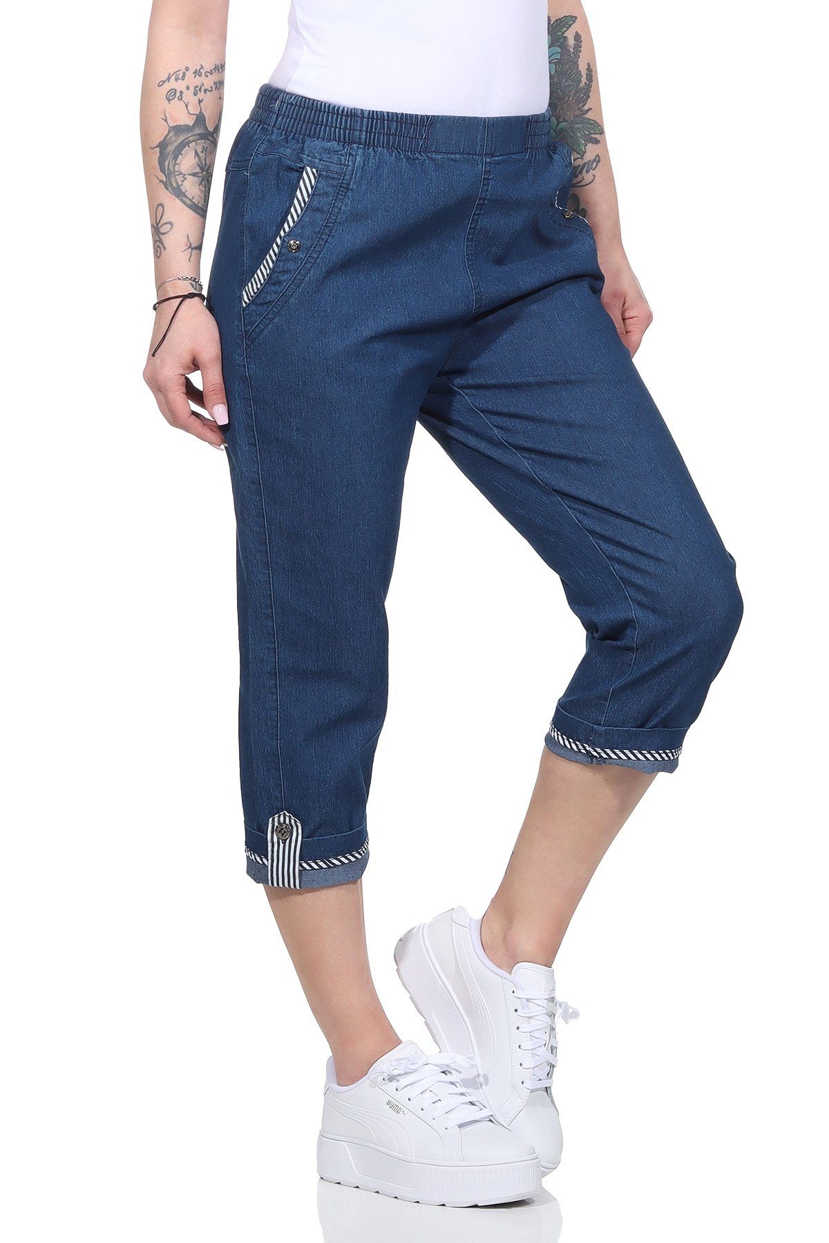 Aurela Damenmode Caprijeans Kurze Damen Jeans günstig online kaufen