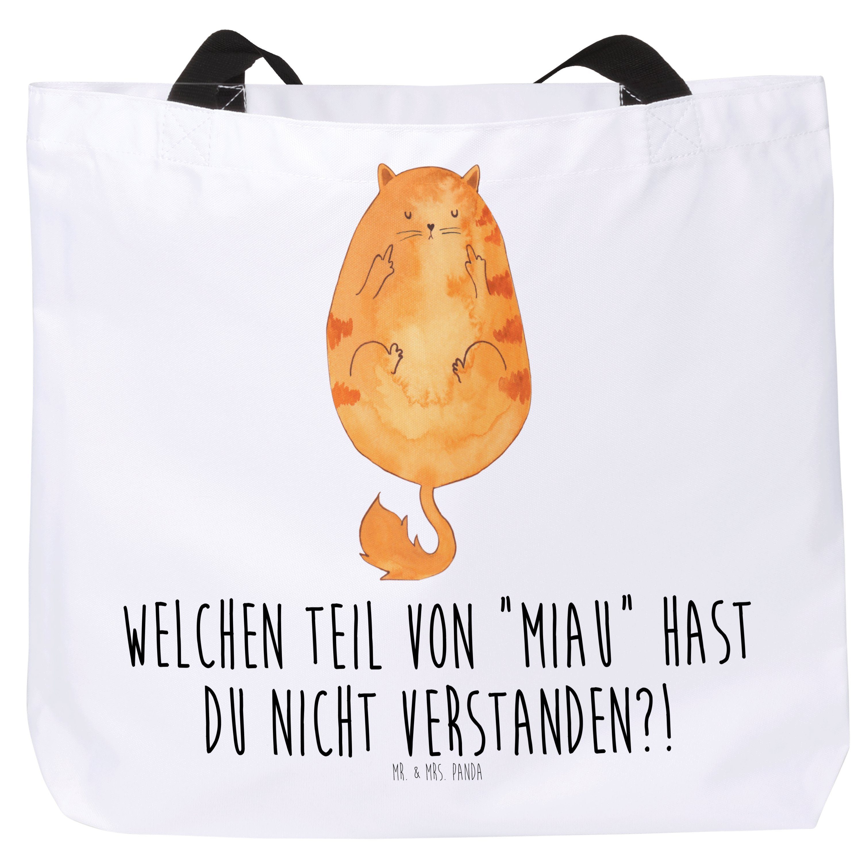 Mr. & Mrs. Panda Shopper Katze Mittelfinger - Weiß - Geschenk, miau, Kater, Einkaufstasche, Ka (1-tlg)