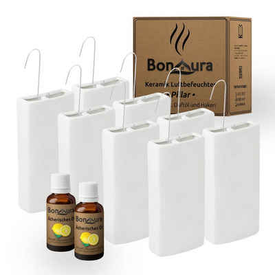BonAura Luftbefeuchter Heizung Set PILLAR für angenehme Atmung im Winter 8-tlg. 350ml Füllmenge Inklusive Duftöl und Haken