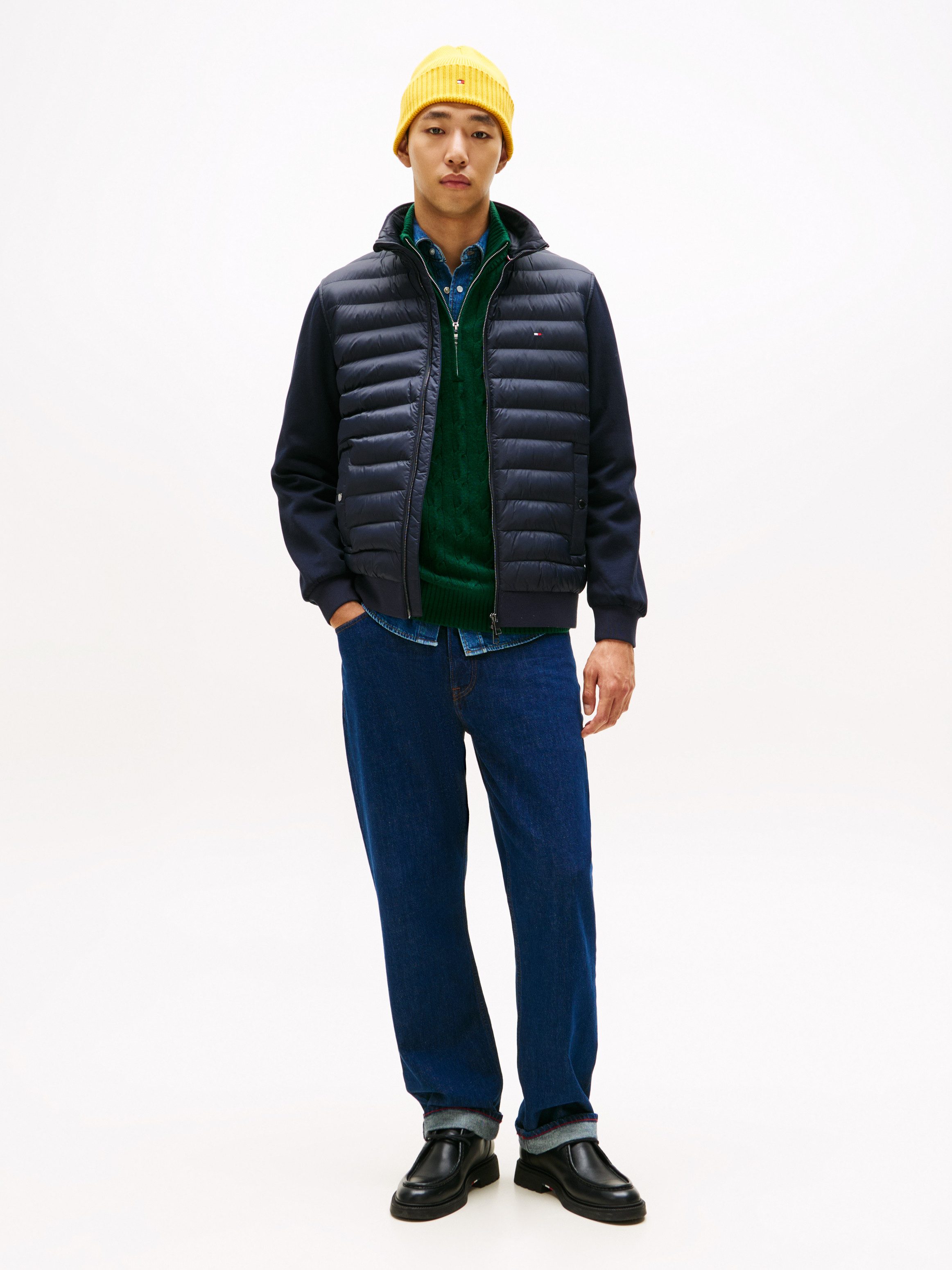 Tommy Hilfiger Steppjacke MIX MEDIA mit Stehkragen unifarben, casual, regular fit, Baumwollmix
