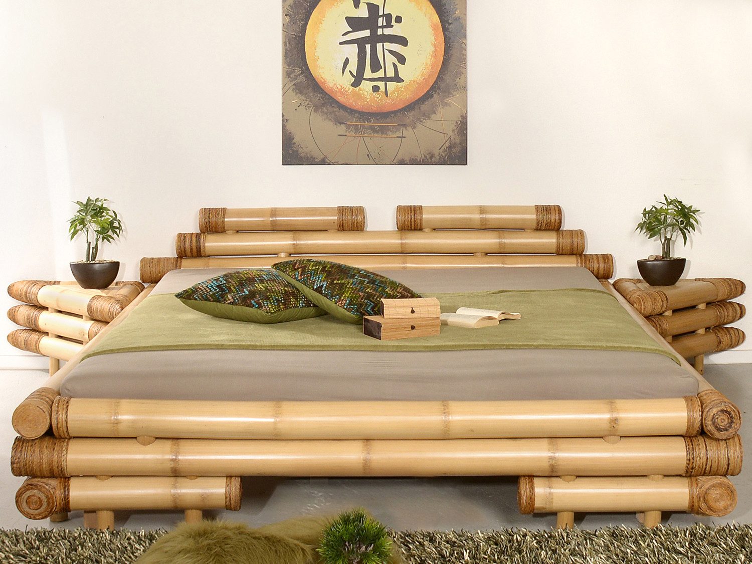 Bambus-Lounge Bettgestell Bettgestell Meiji Bambusbett Bettrahmen Schlafzimmer Rattanbett