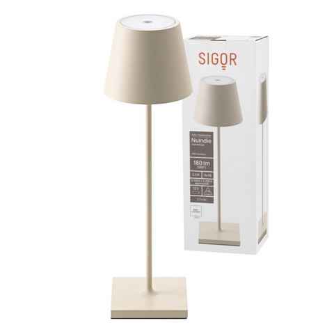 SIGOR LED Tischleuchte Tischleuchte NUINDIE Dünenbeige, Dimmbar, 1 LED Platine, 2700 Kelvin