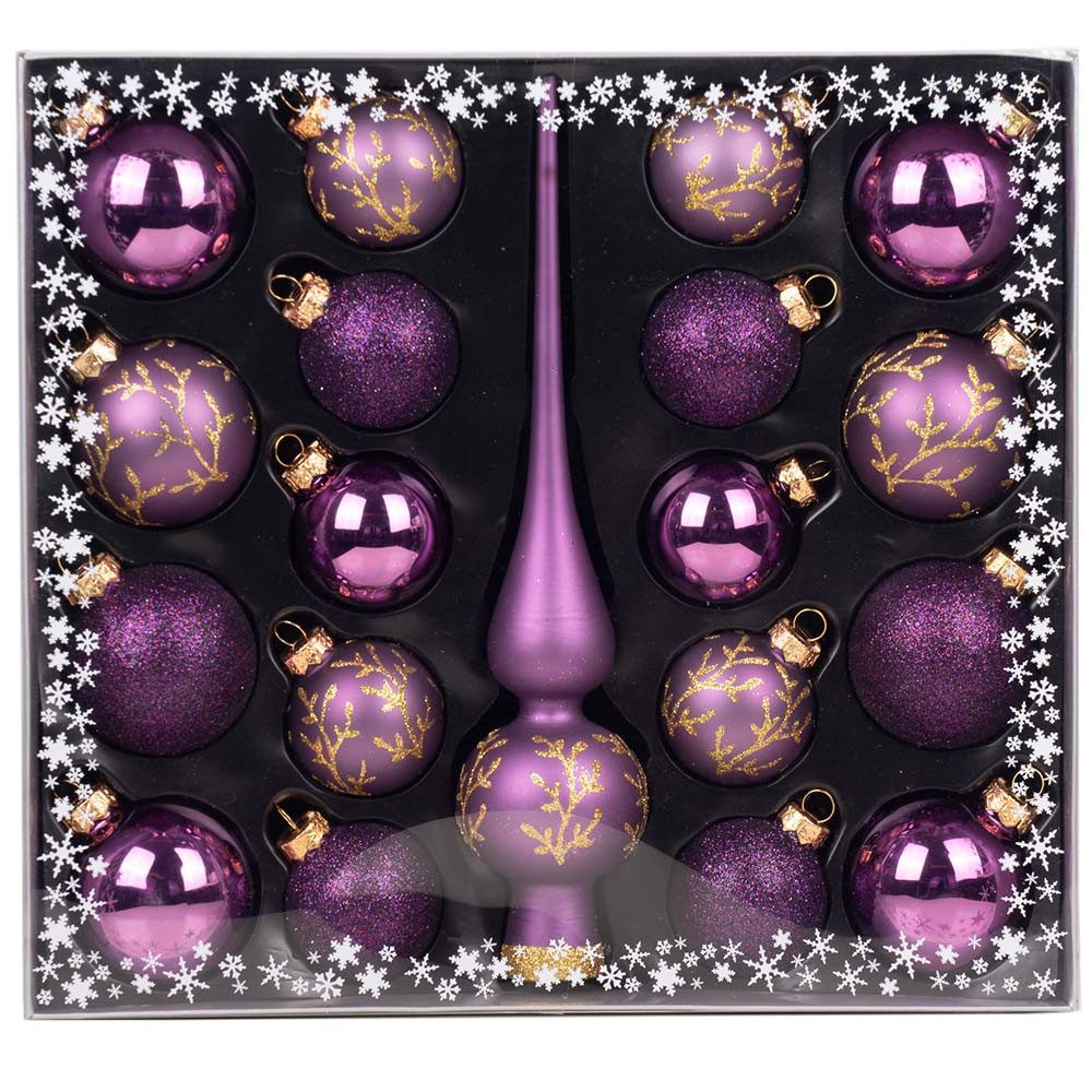 MAGIC by Inge Weihnachtsbaumkugel Kugelsortiment mit Spitze 19 Stk Purple Deluxe