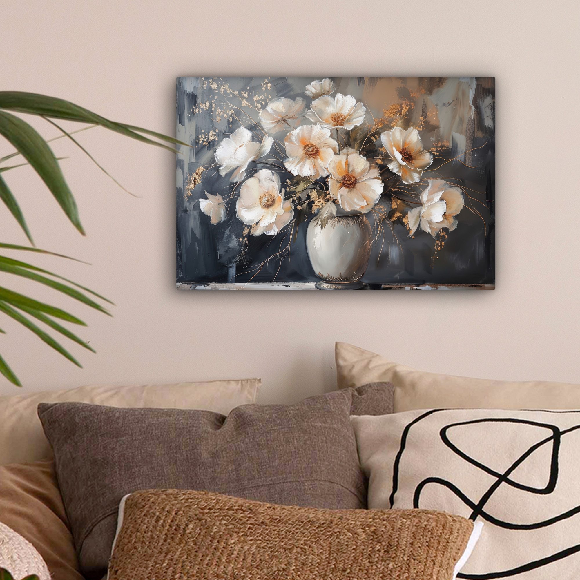 OneMillionCanvasses® Leinwandbild Blumen - Weiß - Vase - Modern, Fotodruck günstig online kaufen
