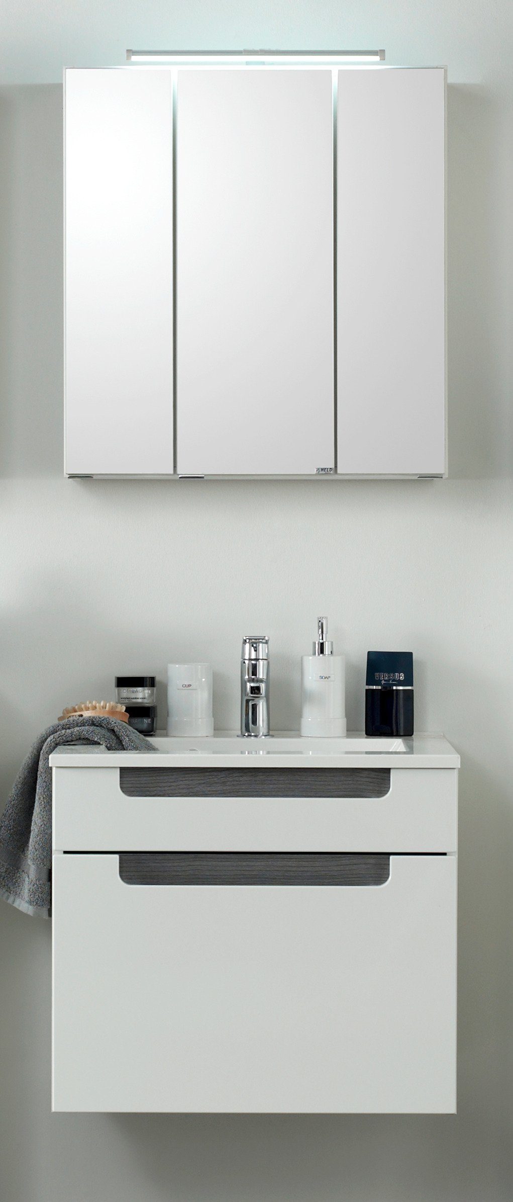 welltime Badmöbel-Set Siena, (2-St), Breite 80 cm, Waschtisch mit Mineralgussbecken