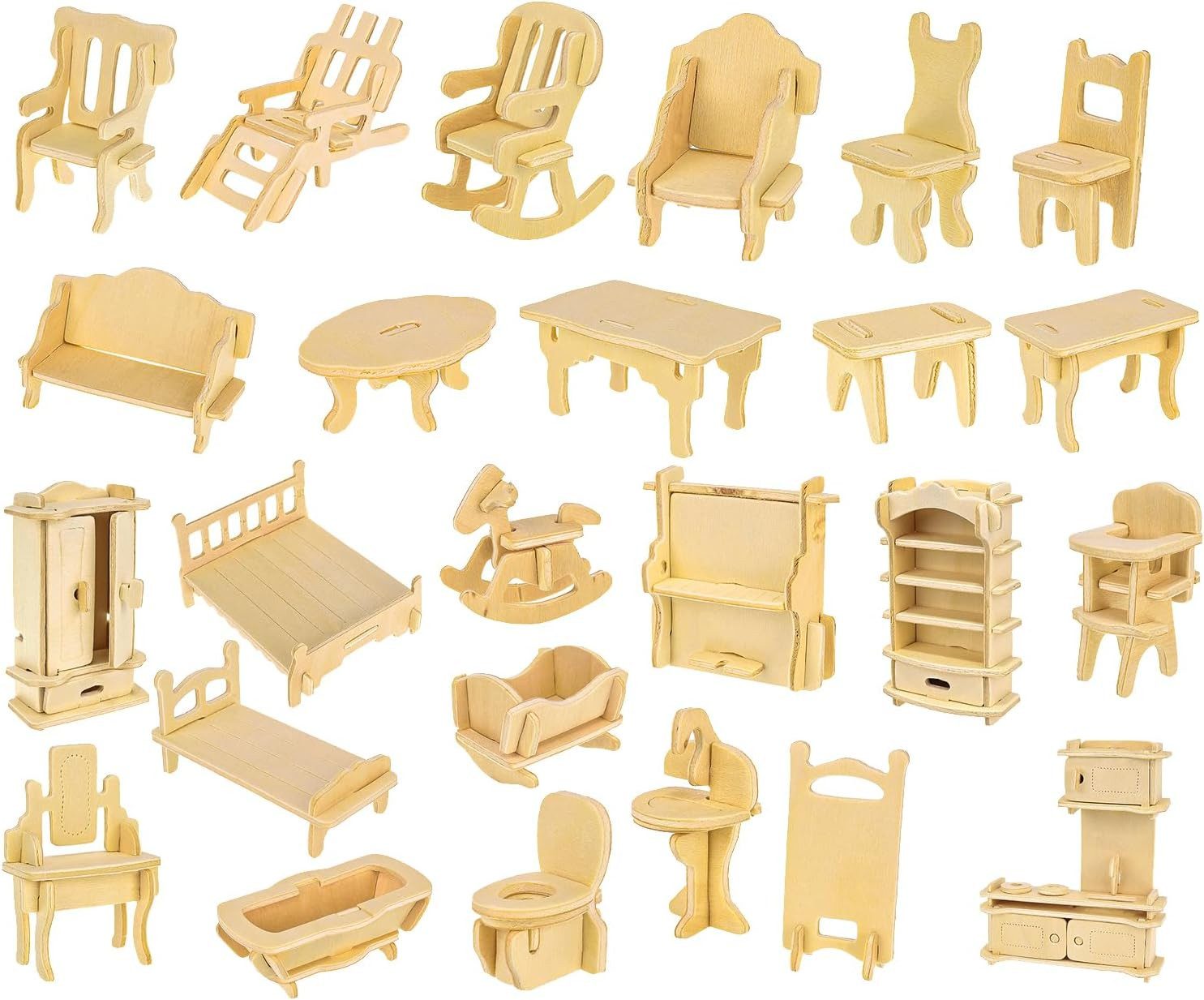 KRUZZEL Puppenhausmöbel Puppenhaus Möbel Set Personalisierbar 34-teilig Küche Bad usw (34tlg) – Bild 5 von 5