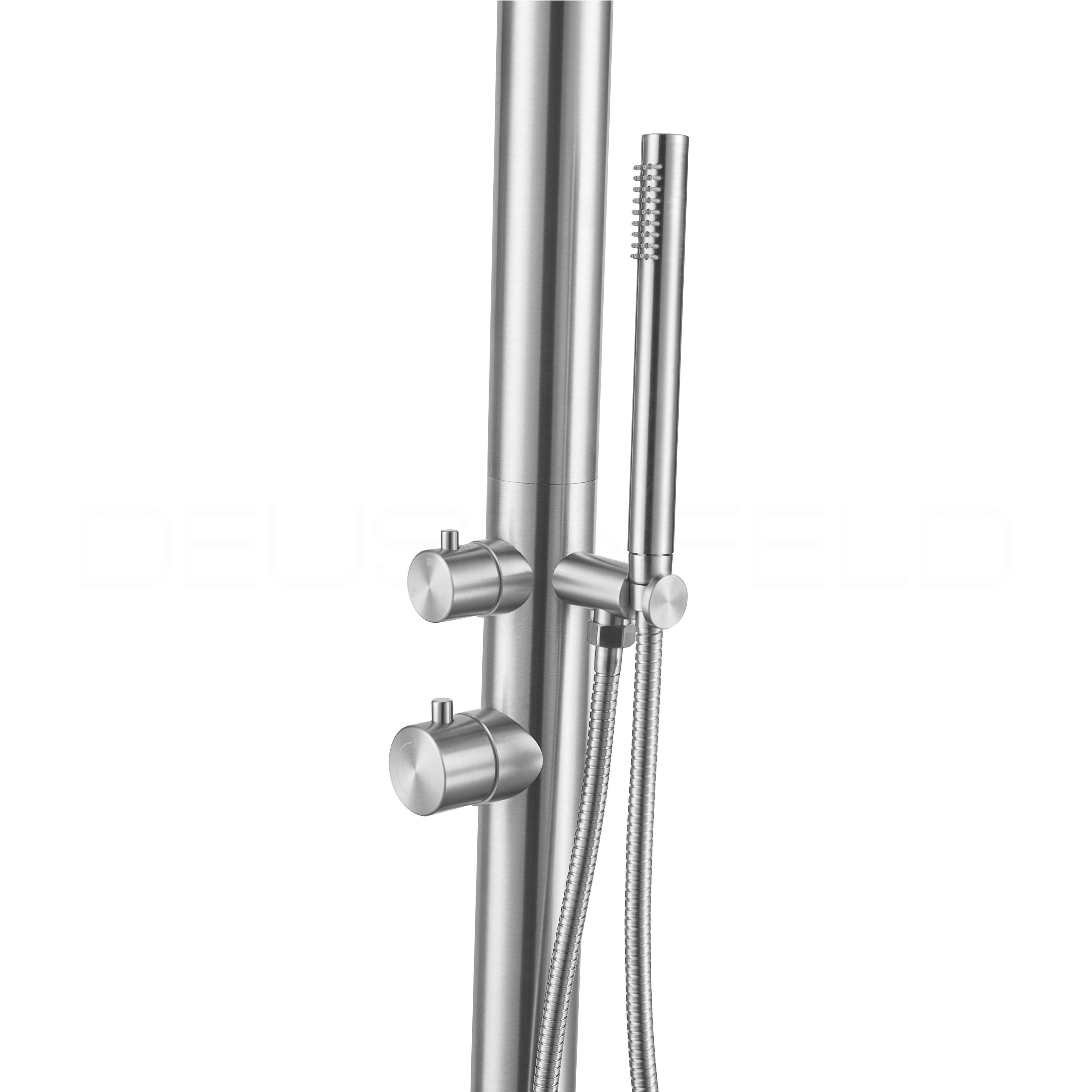 DEUSENFELD Duscharmatur M8FS4640 (Freistehendes Duschsystem, Pooldusche) Echt Edelstahl SS316, matt gebürstet