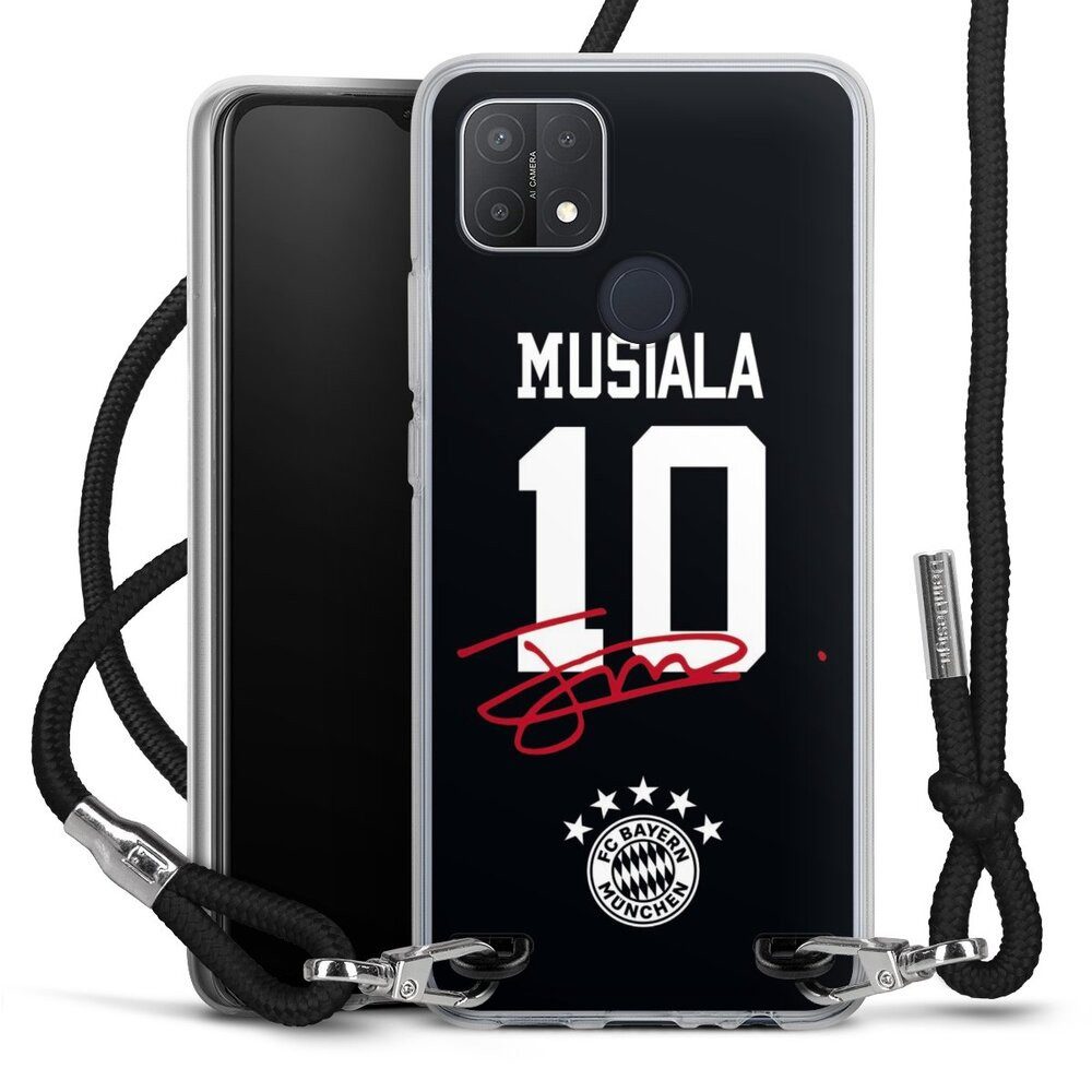 DeinDesign Handyhülle FC Bayern München Jamal Musiala FCB Musiala 10, Oppo A15 Handykette Hülle mit Band Case zum Umhängen Cover mit Kette