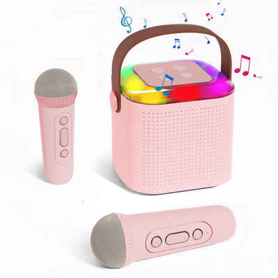 HYTIREBY Karaoke Maschine Kinder, Bluetooth Karaoke Lautsprecher Karaoke-Maschine (Lautsprecher mit 2 kabellosen Mikrofonen und LED-Lichtern)