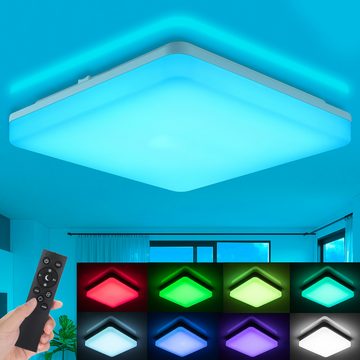 IEGLED LED Deckenleuchte Dimmbare Deckenlampe, 36W, 3600LM, IP54, Farbwechsel, RGB mit 7 Lichtfarben, Energieeffizient, Wasserdicht, Dimmbar, Einstellbare Farbtemperatur