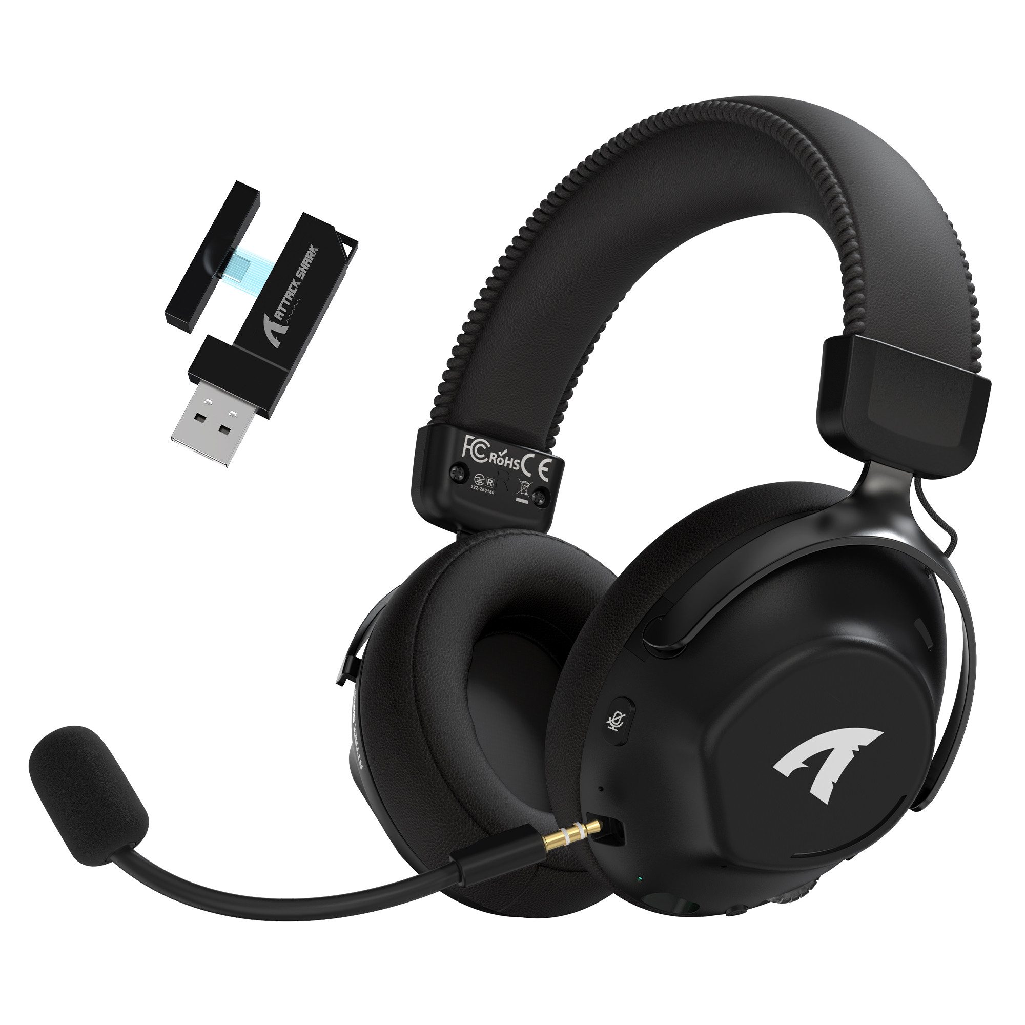 ATTACK SHARK L50PRO Kabelloses Gaming-Headset, 7.1, 53-mm-Treiber, KI-Mikrofon Gaming-Headset (Bluetooth, EQ,abnehmbares Mikrofon mit Rauschunterdrückung,integriertes Mikrofon)