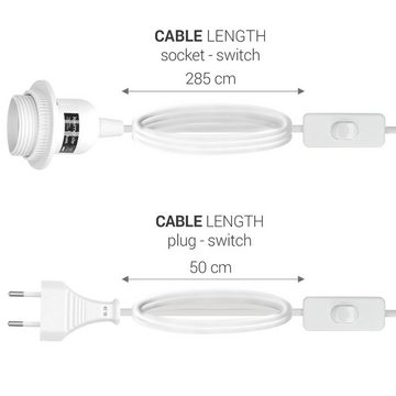 kwmobile 3x E27 Lampenfassung mit Schalter - E27 Fassung Weiß mit 3,5m Kabel Elektro-Adapter