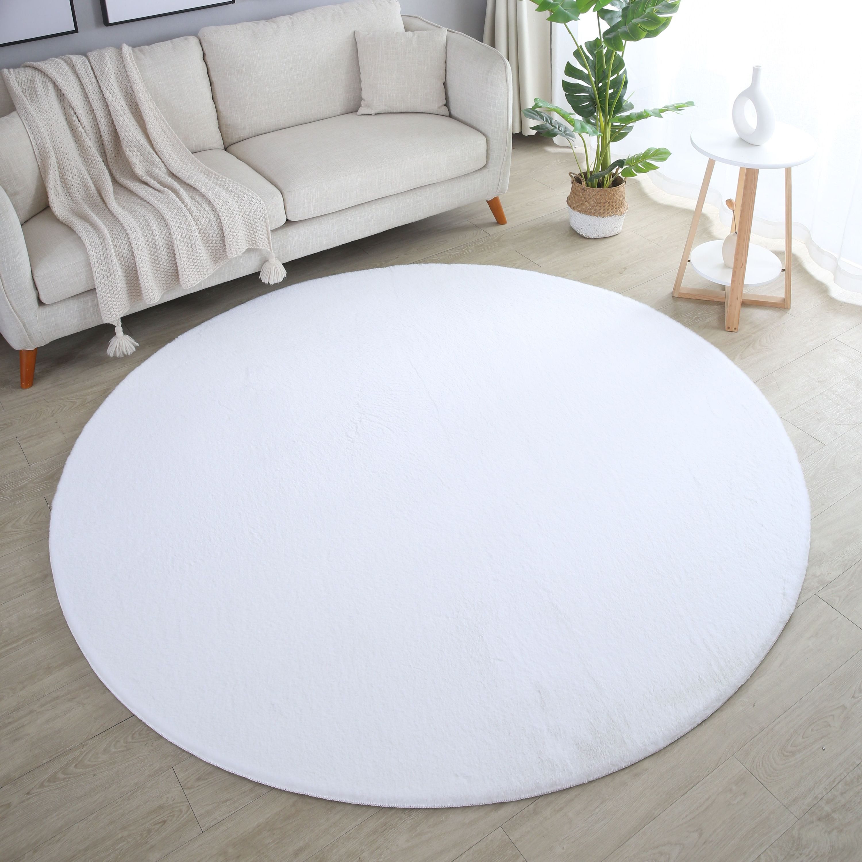 SIMPEX24 Teppich Unicolor - Einfarbig, Rund, Höhe: 20 mm, Teppich Wohnzimmer Einfarbig Shaggy Modern Flauschiger Felloptik Weich