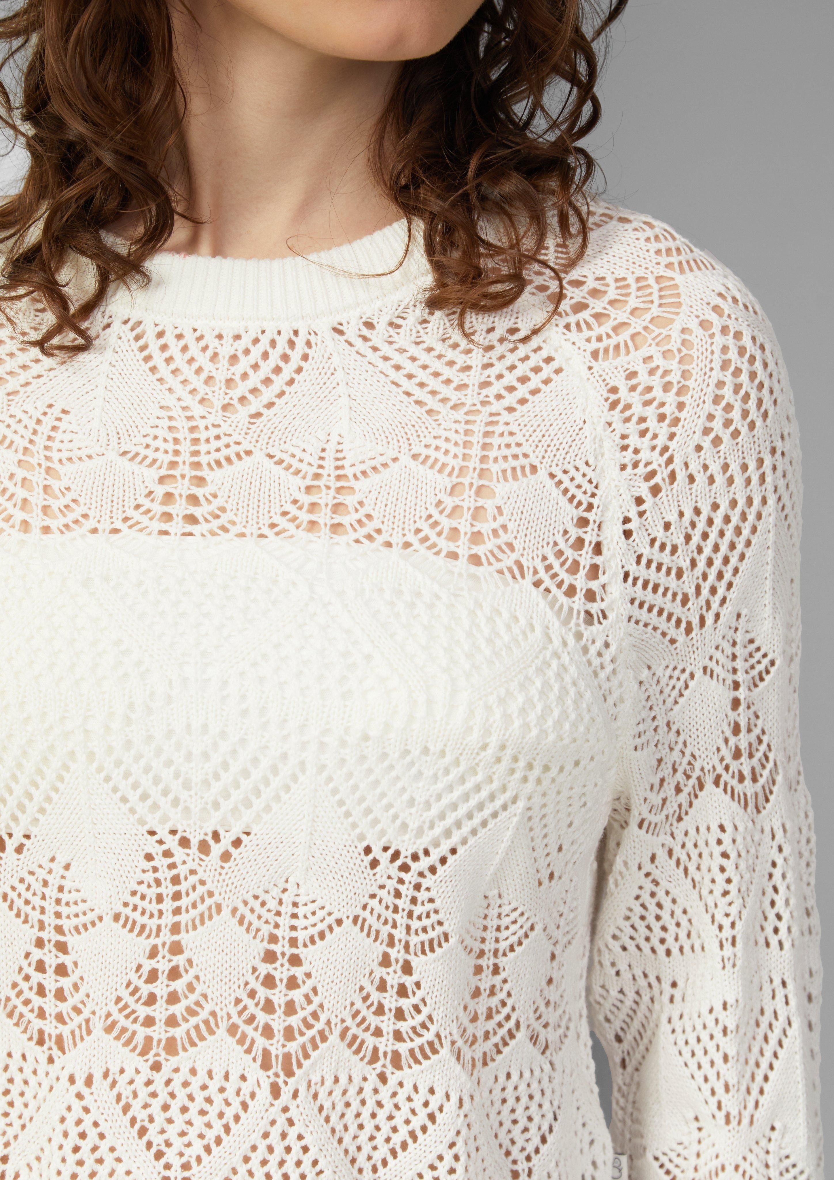QS Strickpullover Baumwollpullover mit Ajourmuster günstig online kaufen