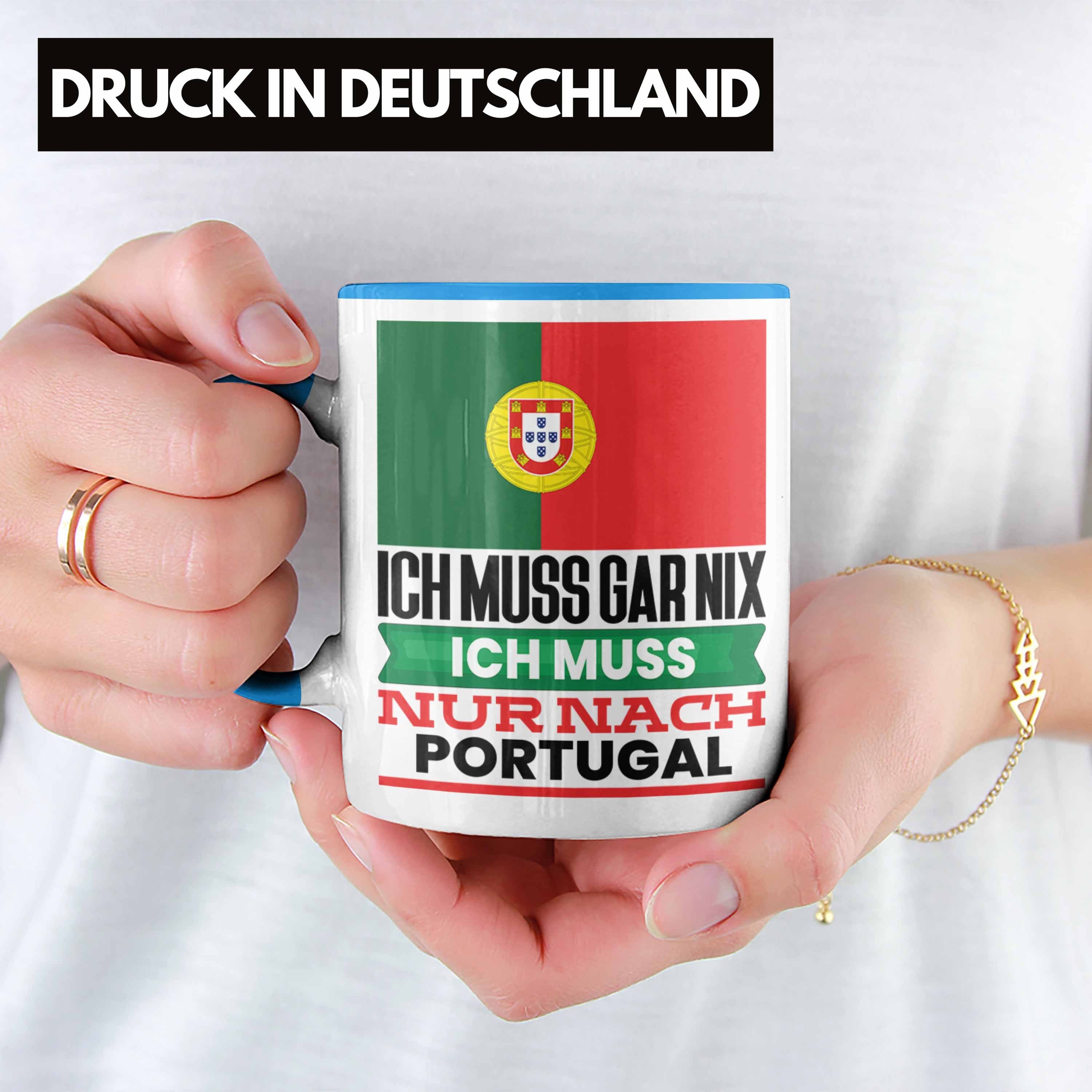 Trendation Blau Tasse Portugiesen Geburtstag für Geschenkidee Urlaub Geschenk Portugal Tasse