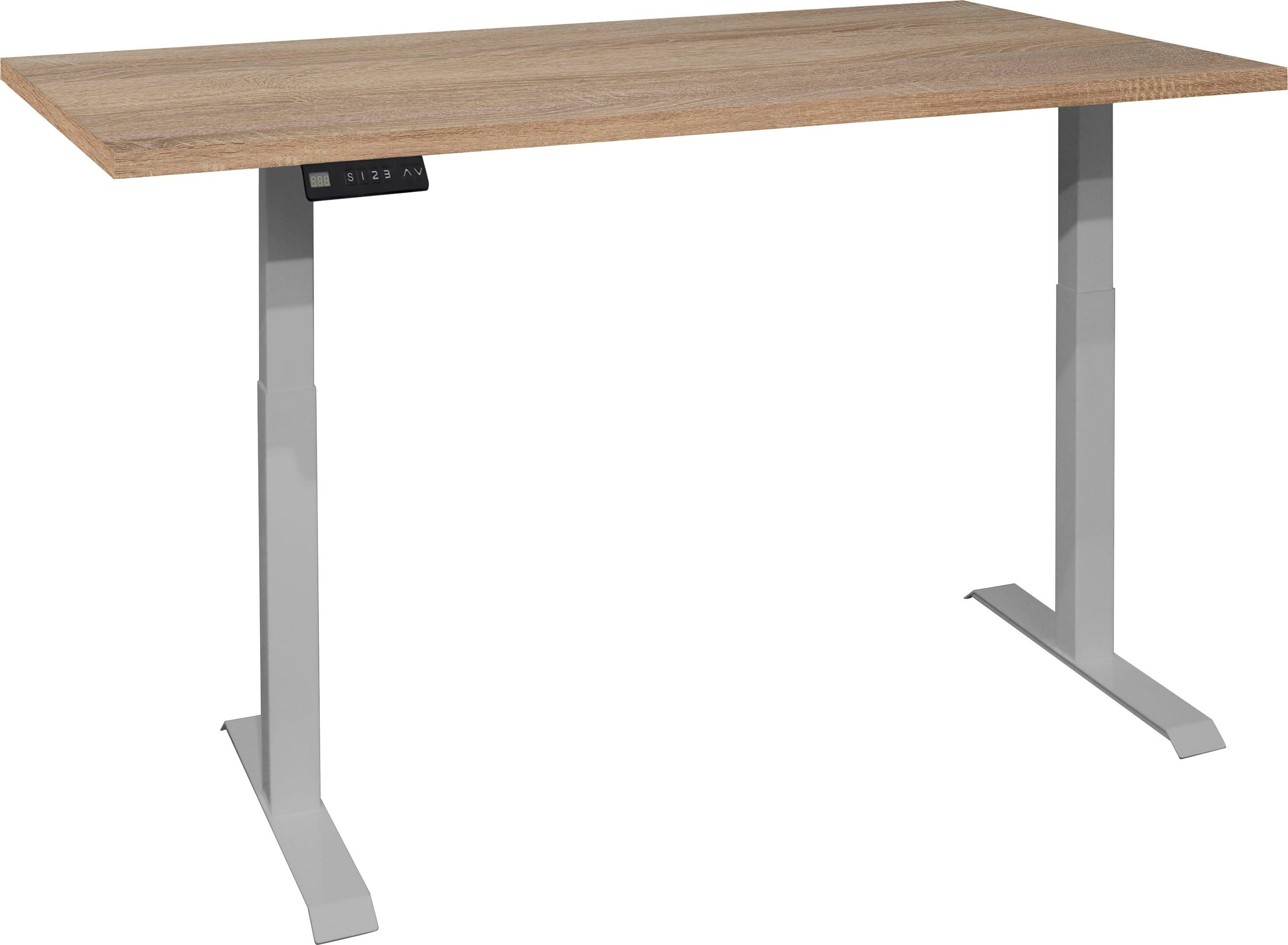 Mäusbacher Schreibtisch Big System Office, Breite 180 cm, elektrisch höhenverstellbar silber / eiche sägerau | eiche sägerau