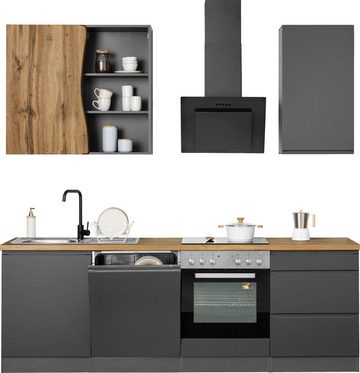 Kochstation Küche KS-Bruneck, 240cm breit, wahlweise mit oder ohne E-Geräte, hochwertige MDF-Fronten