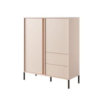 MOEBLO Kommode Calor A 2D2S Beige (in Option LED, Sideboard Wohnzimmer Kommode Schlafzimmer Komodenschrank Highboard), B 103,3 / H 123,4 / T 39,5 cm