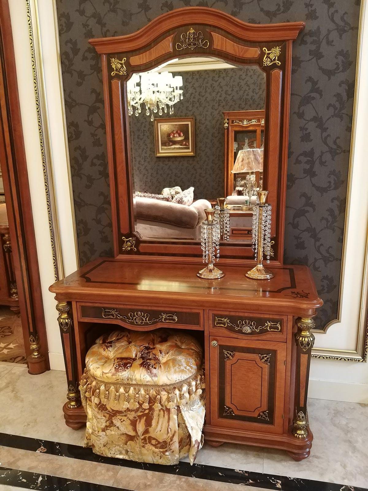 JVmoebel Schlafzimmer-Set, Luxus Klasse Barock Rokoko Schminktisch mit Spiegel Kommode