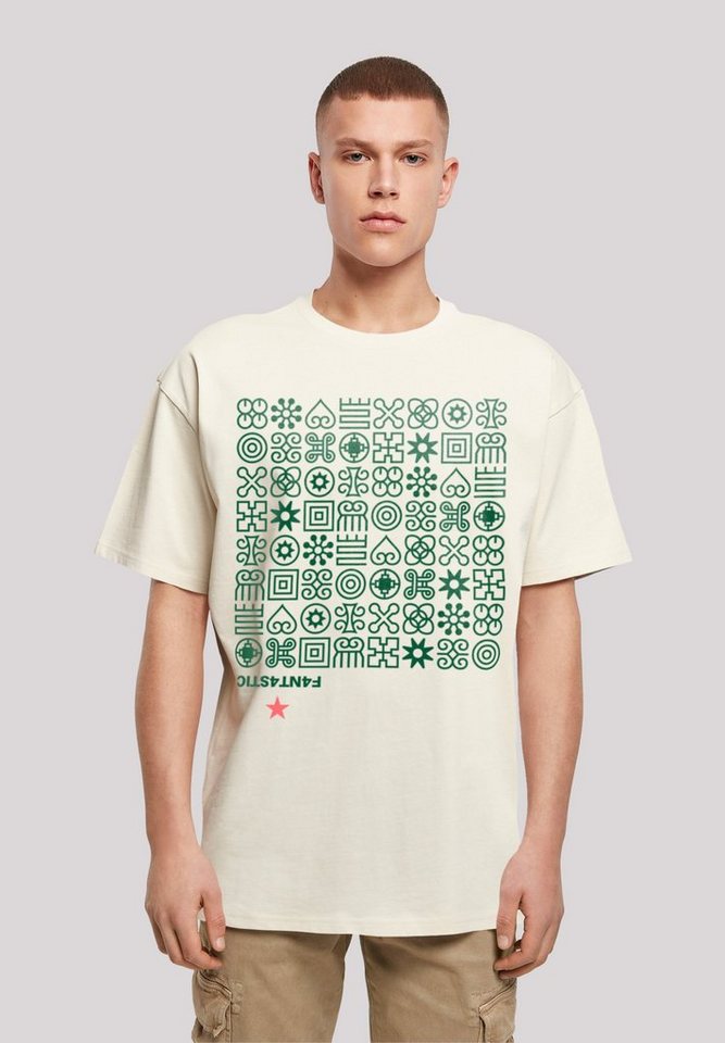 F4NT4STIC T-Shirt Muster Grün Symbole Print, Fällt weit aus, bitte eine  Größe kleiner bestellen