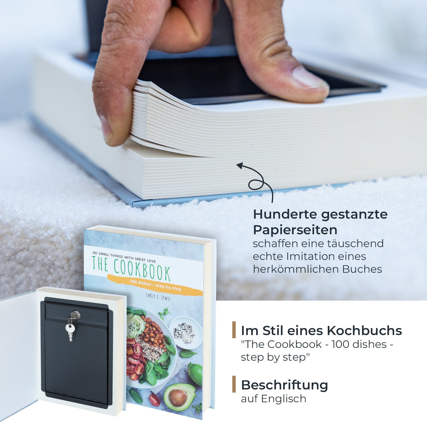 HMF Buchtresor getarnter Buchsafe für Zuhause, innovatives Geheimversteck für Wertsachen, 26,5 x 19 x 4,2 cm – Bild 3 von 5