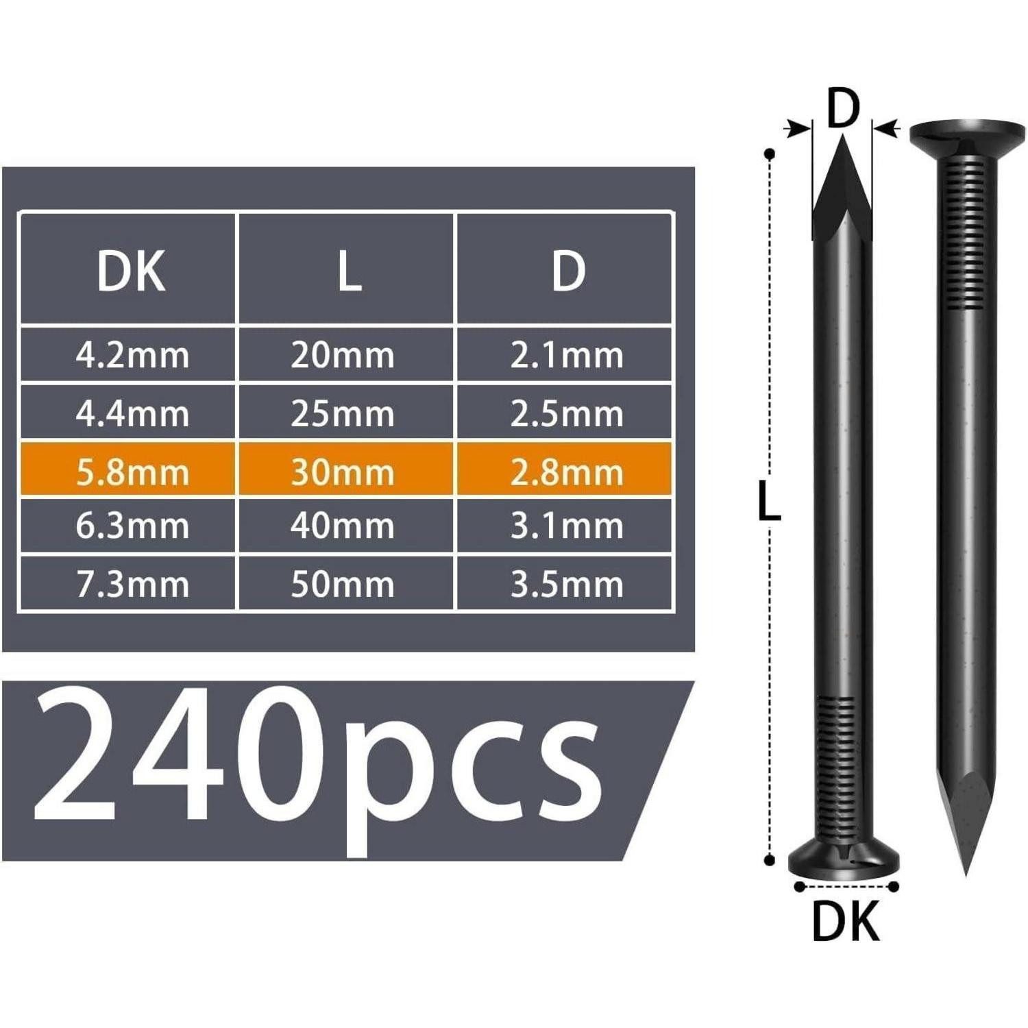 LuxusKollektion Stahlnagel Nägel Beton Stahl 30mm 240Stück