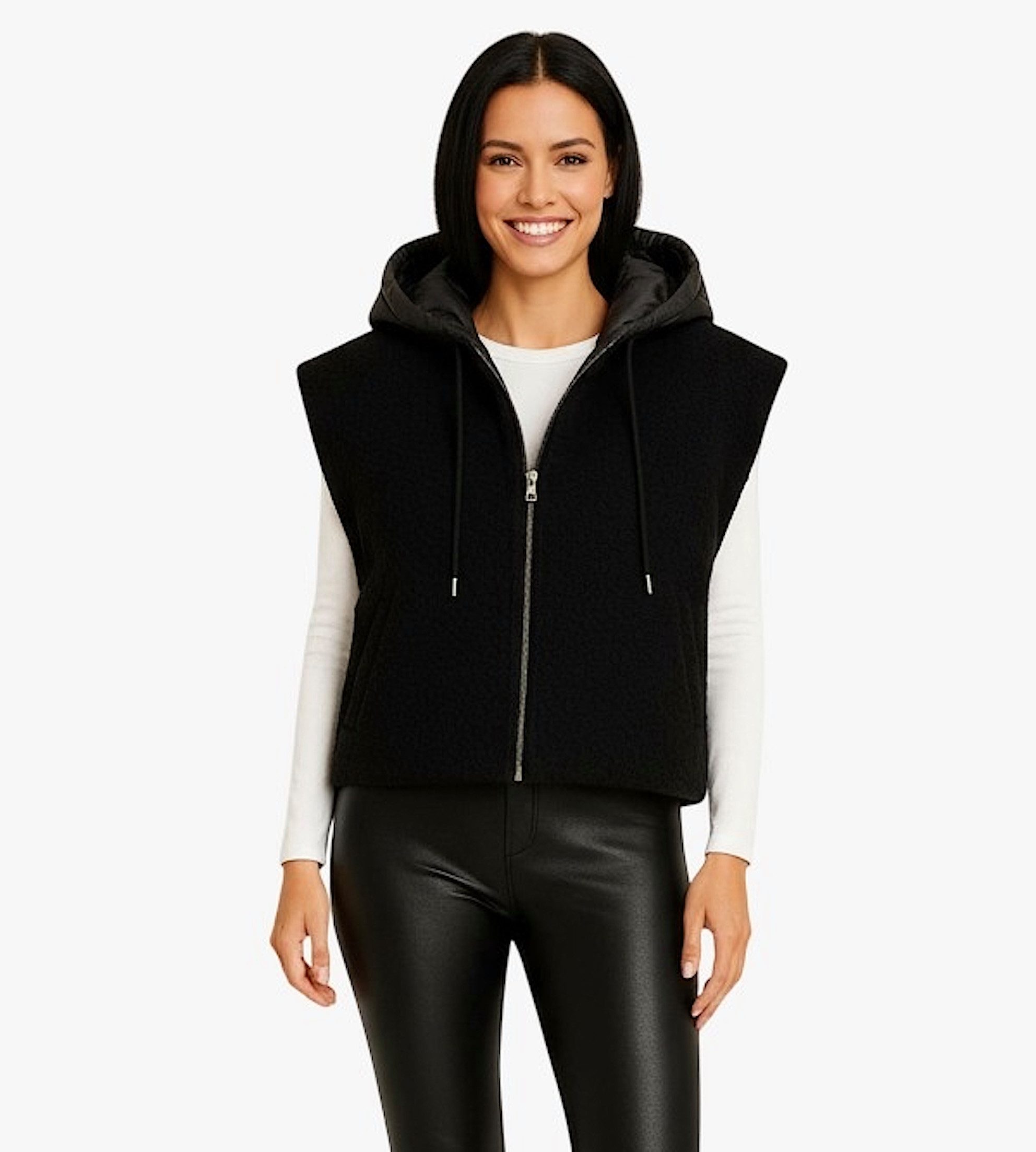 Worldclassca Fellimitatweste Worldclassca Teddy Weste Warm Kuschelig Zipper Kapuze Winter Ärmellos Neue Kollektion - Stilvolle und gemütliche Mode für Damen