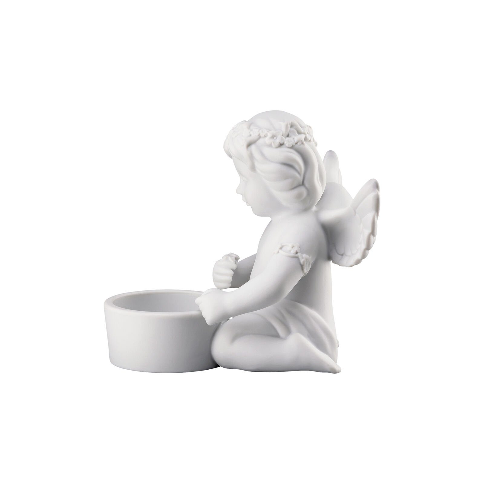 St), Teelichthalter Porzellan Blumenkranz aus Rosenthal Weiß Tischlicht (1 Engel Engel matt mit