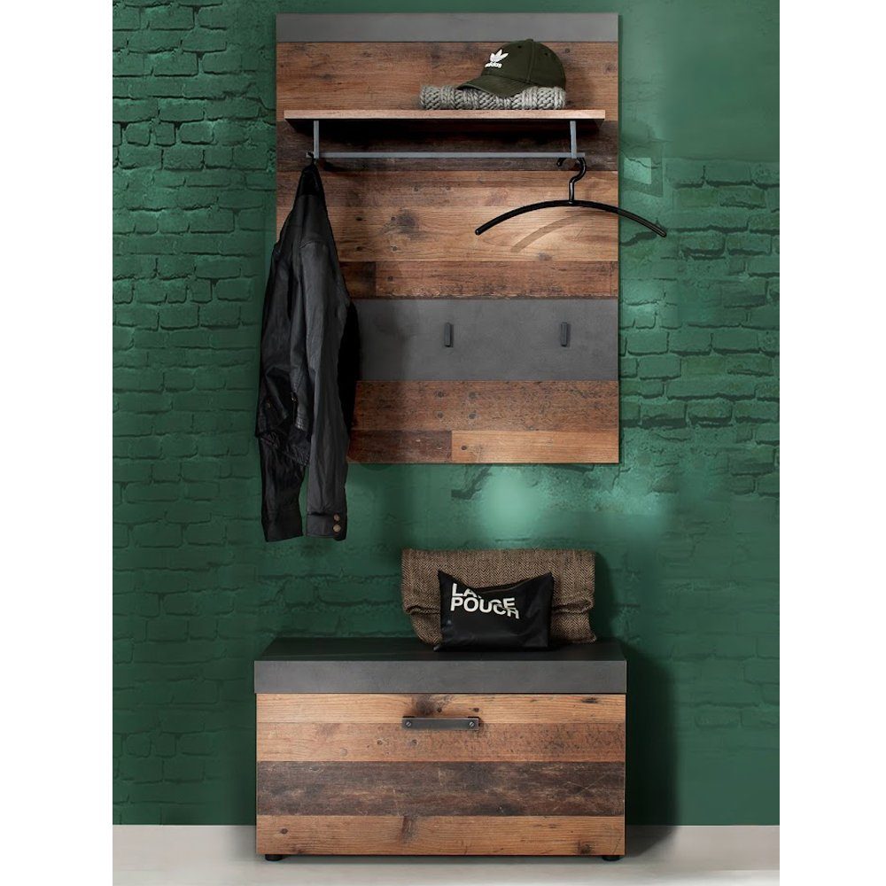 trendteam Garderoben-Set, Garderoben-Kombi Garderobenmöbel Kommode Braun/Gr günstig online kaufen