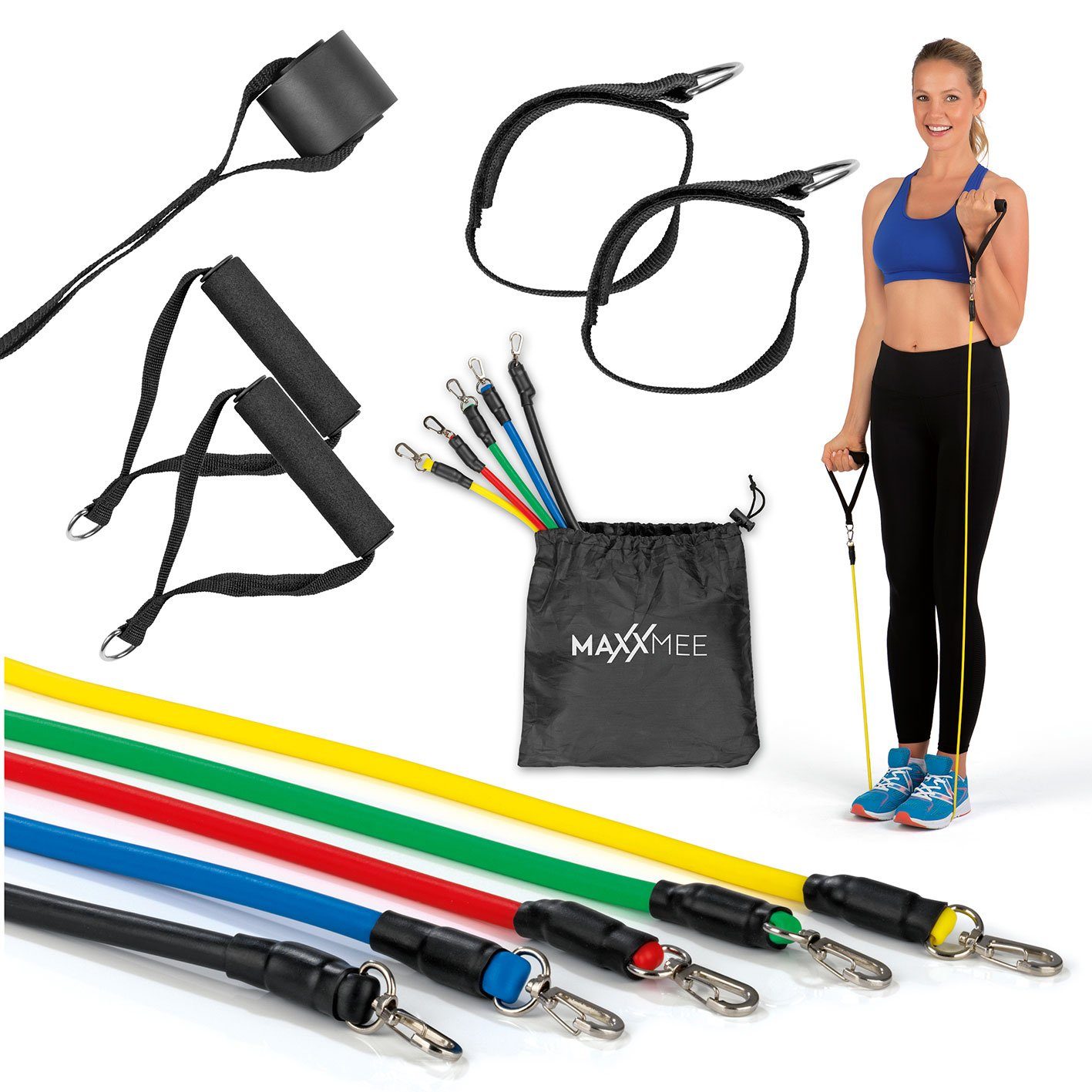 MAXXMEE Trainingsbänder Fitnessband Widerstandsband 11-tlg. Set, mehrfarbig