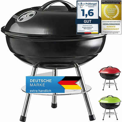 Goods+Gadgets Standgrill BBQ Grill Mini Kugelgrill, Camping Holzkohle-Grill Tischgrill