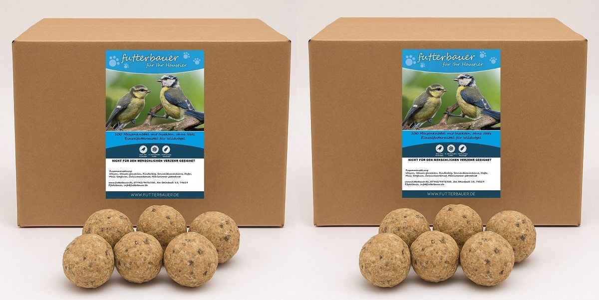 futterbauer 2x Futterbauer ca.100x 90g Meisenknödel mit Insekten ohne Netz, für: Vogel