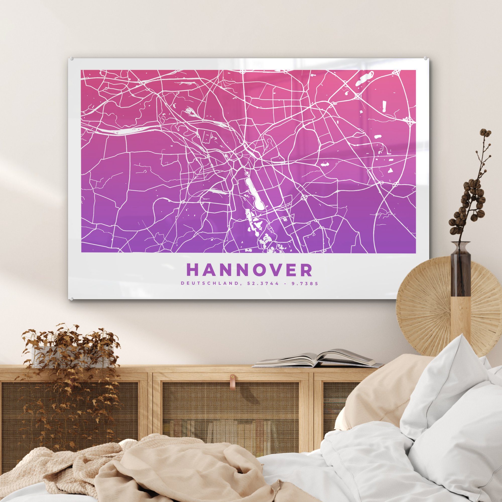 - St), Acrylglasbild Hannover MuchoWow (1 & Stadtplan Wohnzimmer Acrylglasbilder - Schlafzimmer Deutschland,