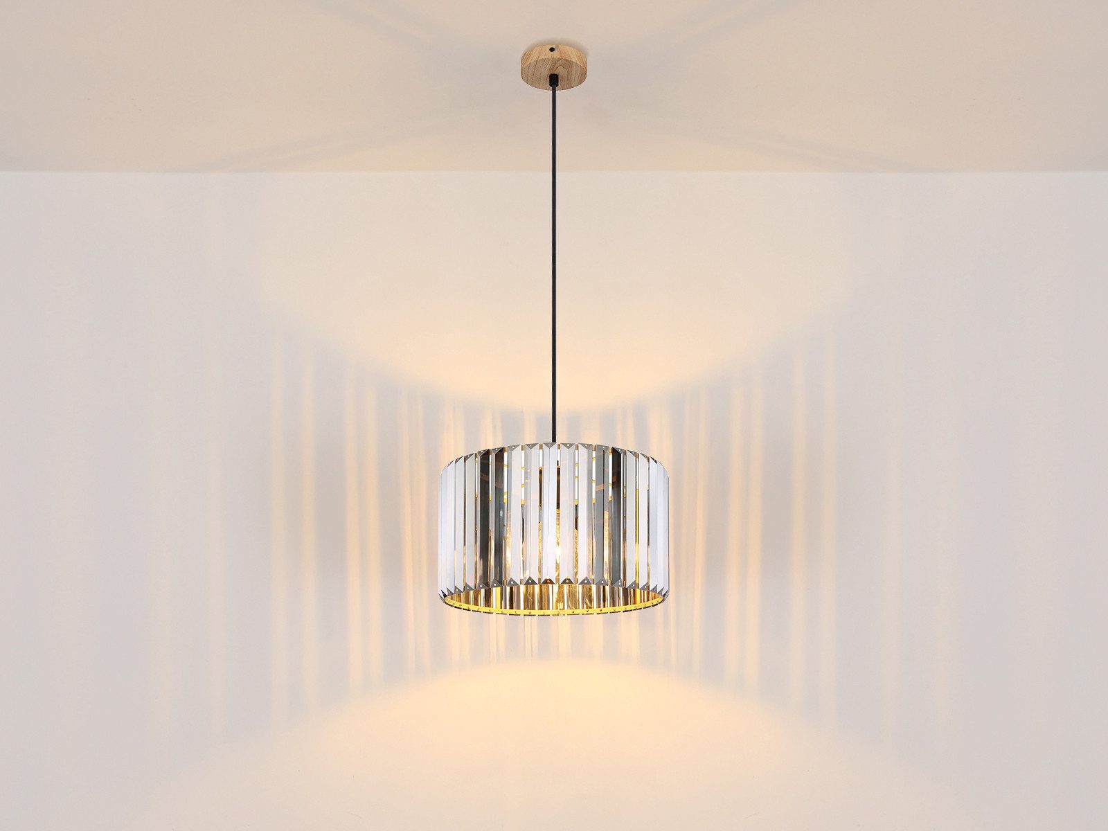 NOWA LED Pendelleuchte mit Rauchglas Kristall Ø 35cm, Dimmfunktion, LED wechselbar, Warmweiß, Hänge-Lampe einflammig über Esstisch hängend, inkl. Leuchtmittel