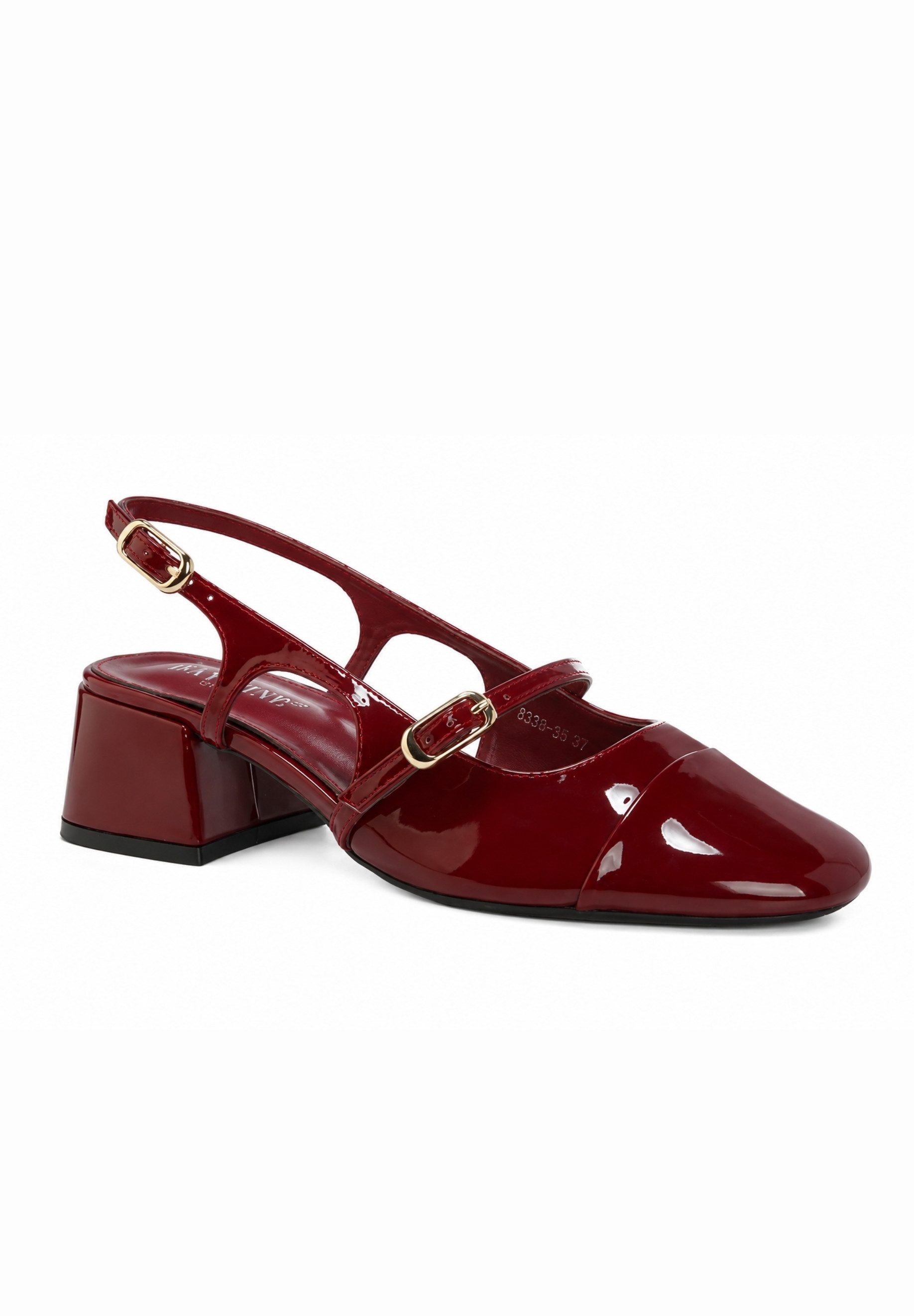 Day Vine Damen Slingback Pumps mit Riemchen, Lackoptik und Blockabsatz Pumps