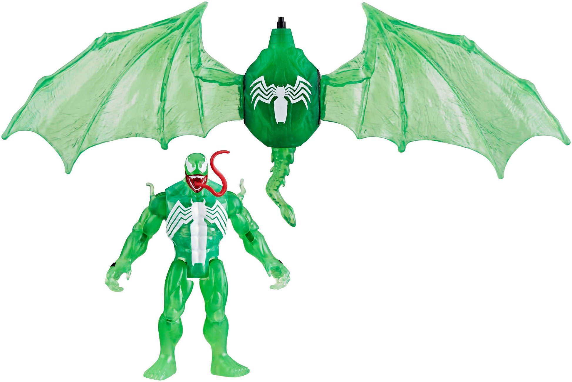 Hasbro Actionfigur Marvel Spider-Man, Web Splashers Green Symbiote Flügel Splasher, Spritzt Wasser