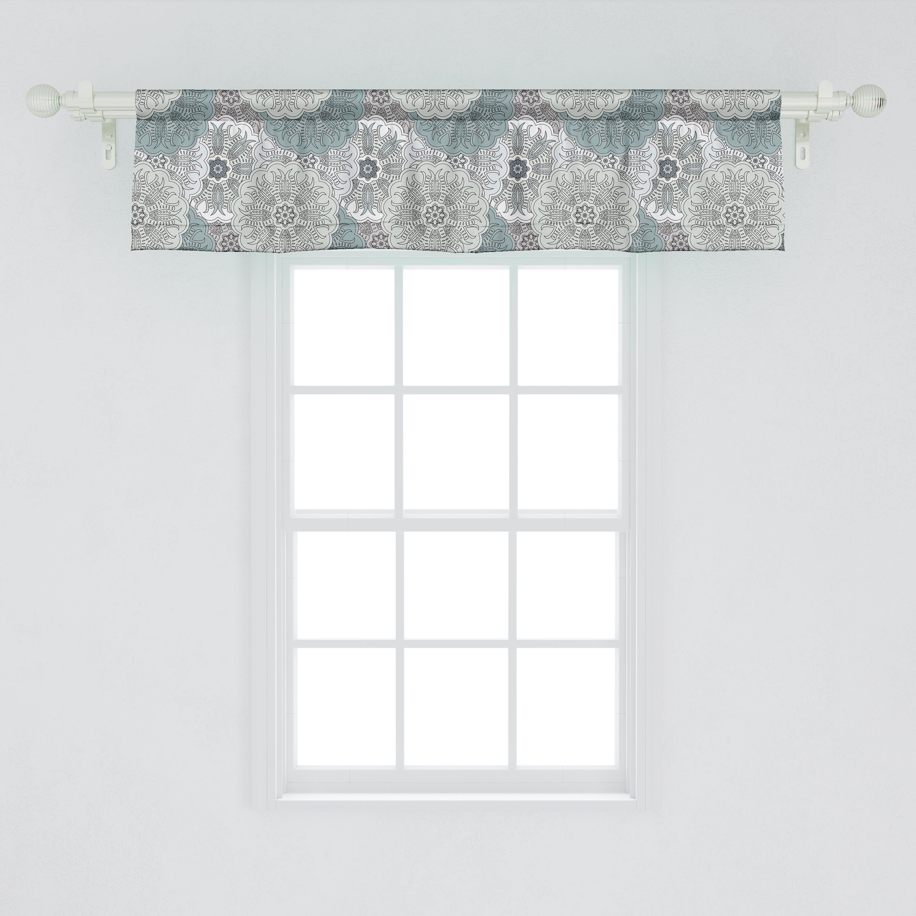 Scheibengardine Vorhang Volant für Küche Oriental Stangentasche, Schlafzimmer Art Ethnisch Dekor Abakuhaus, Microfaser, mit