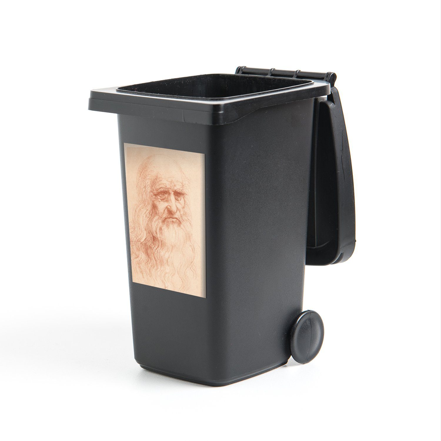 MuchoWow Wandsticker Selbstporträt - Leonardo da Vinci - Skizze (1 St), Mülleimer-aufkleber, Mülltonne, Sticker, Container, Abfalbehälter